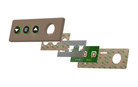 Silicone rubber keypad for industrial devices, 3D stack-up 