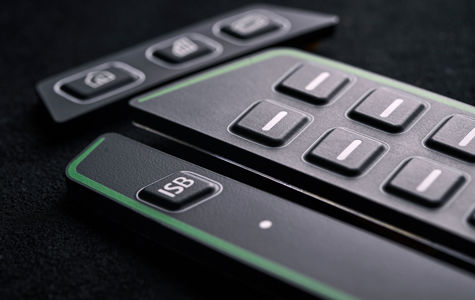 Silicone rubber keypad with raised keys and good tactility for outdoor machinery. Silicone rubber is easy to mould to the shape your product needs.