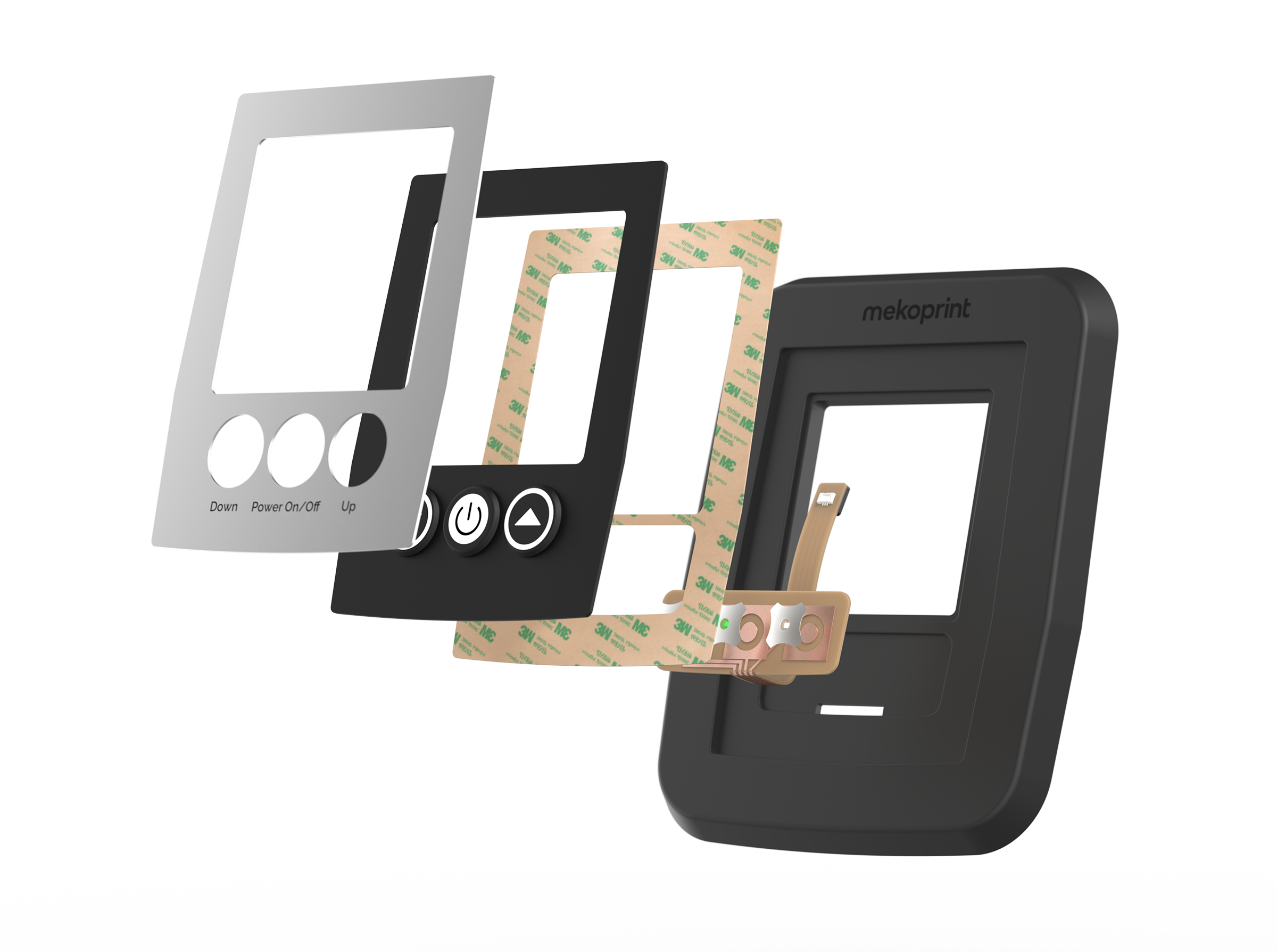 Komplette HMI als Frontbaugruppe, 3D-Stack-up-Rendering